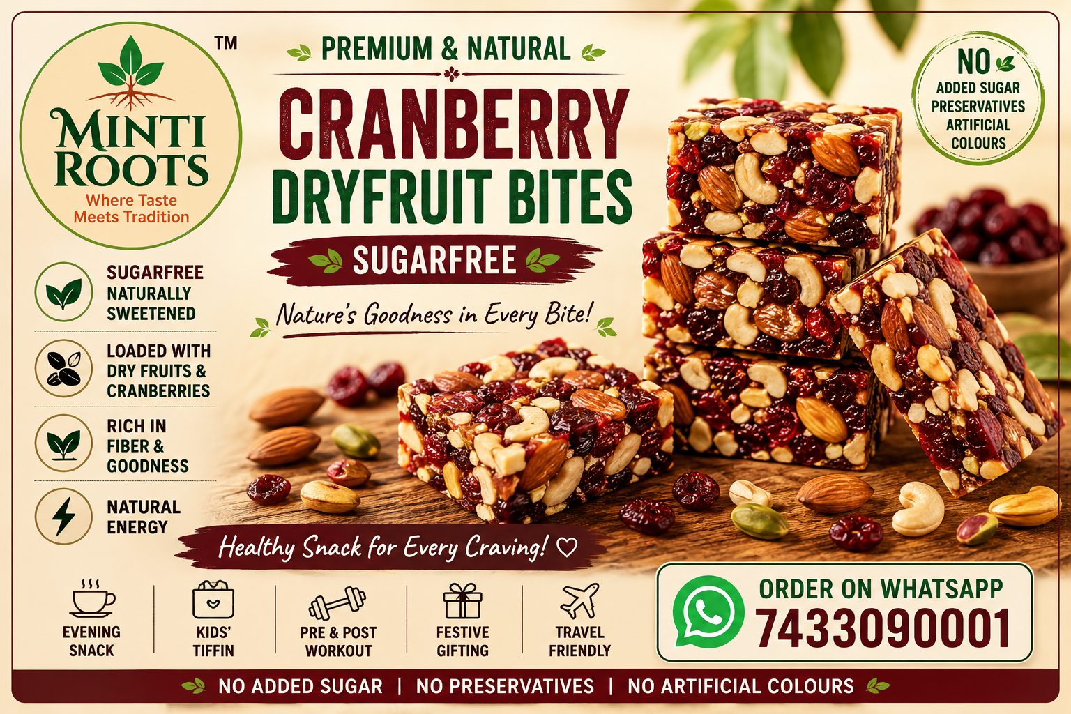 Cranberry dryfruit bites 500gms 