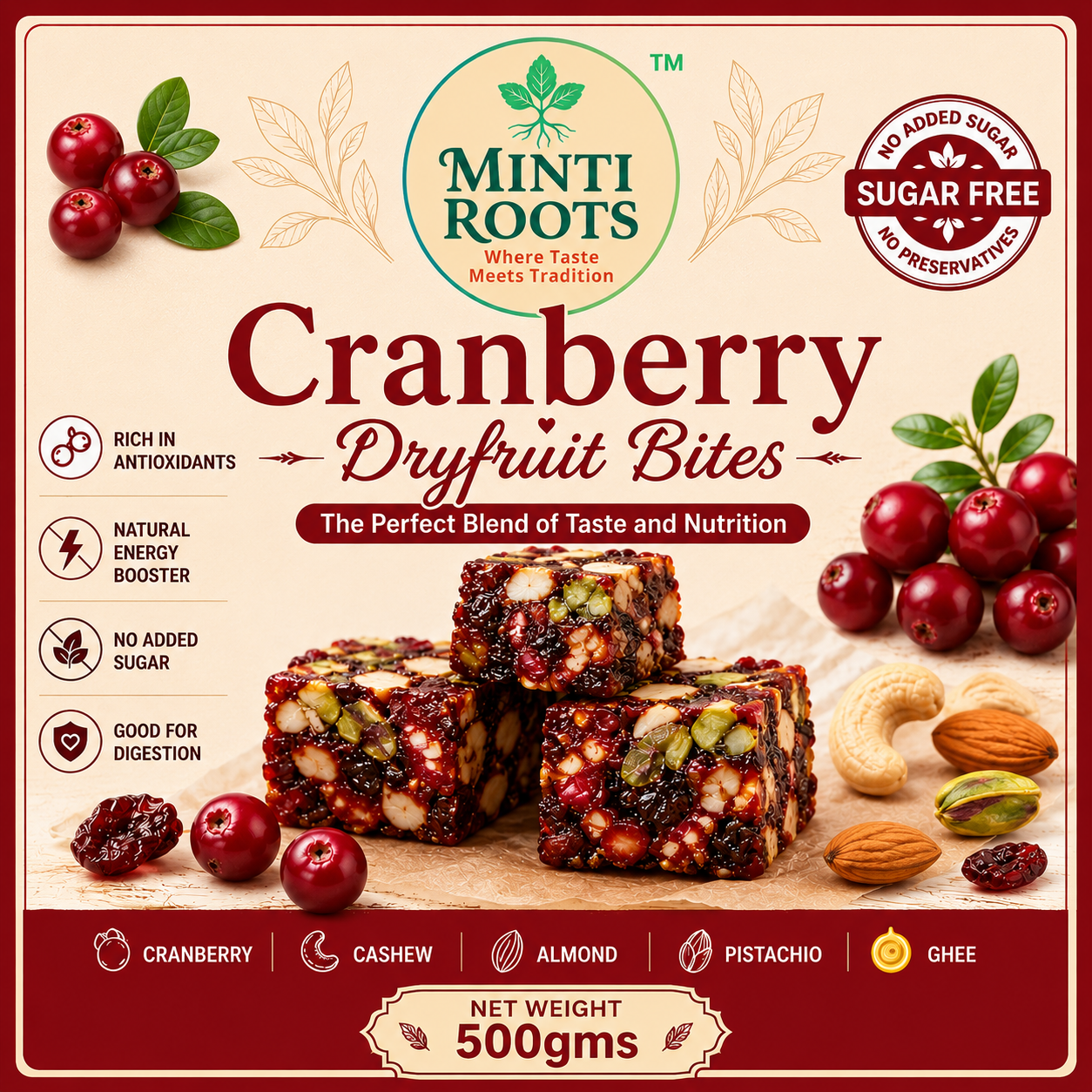 Cranberry dryfruit bites 
