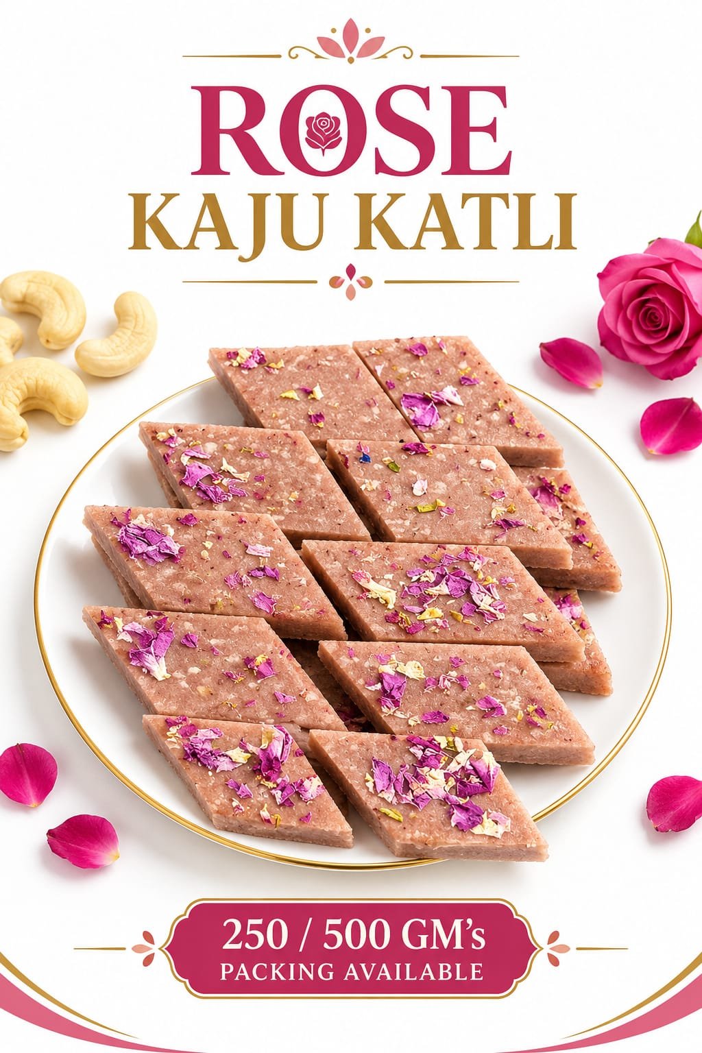 Rose kaju katli
